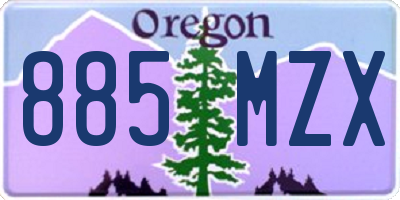 OR license plate 885MZX