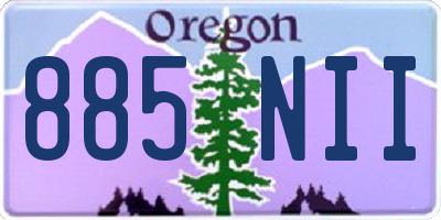 OR license plate 885NII
