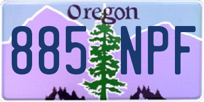 OR license plate 885NPF
