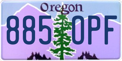 OR license plate 885OPF