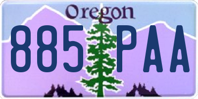 OR license plate 885PAA
