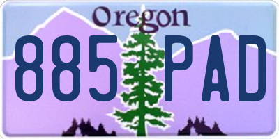 OR license plate 885PAD