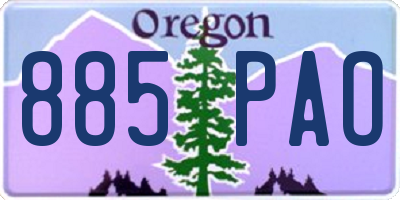 OR license plate 885PAO