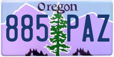 OR license plate 885PAZ