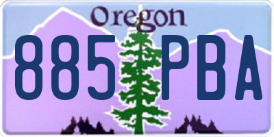 OR license plate 885PBA