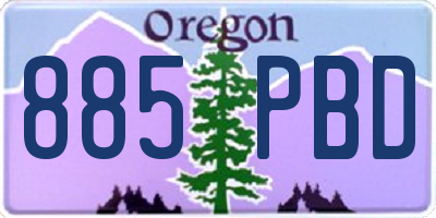 OR license plate 885PBD