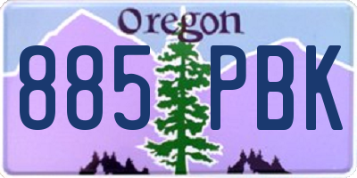 OR license plate 885PBK