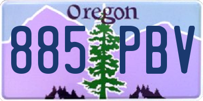 OR license plate 885PBV