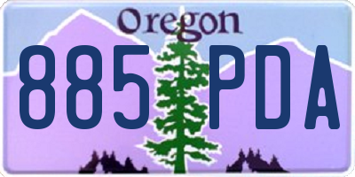 OR license plate 885PDA