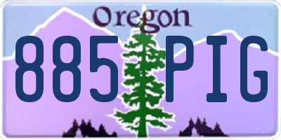 OR license plate 885PIG