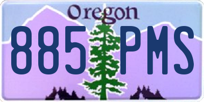 OR license plate 885PMS