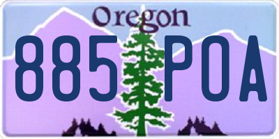 OR license plate 885POA