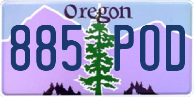 OR license plate 885POD