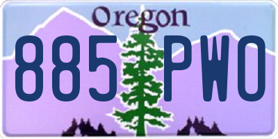 OR license plate 885PWO