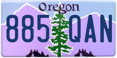 OR license plate 885QAN