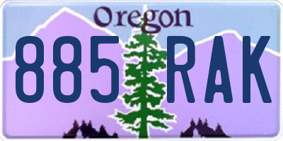 OR license plate 885RAK