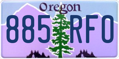 OR license plate 885RFO