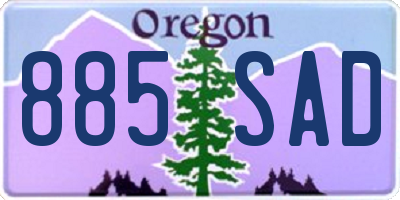 OR license plate 885SAD