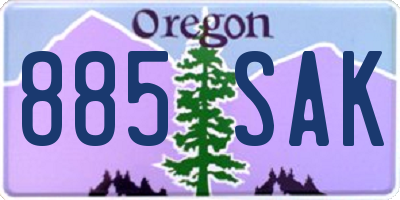 OR license plate 885SAK