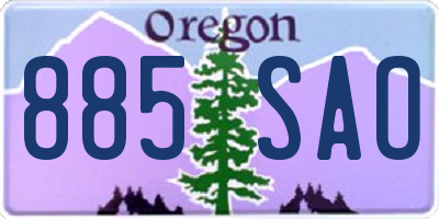 OR license plate 885SAO