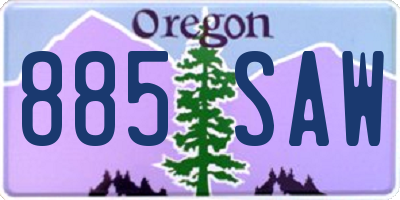 OR license plate 885SAW