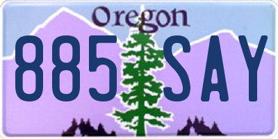 OR license plate 885SAY