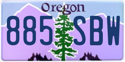 OR license plate 885SBW