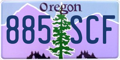OR license plate 885SCF