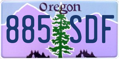 OR license plate 885SDF