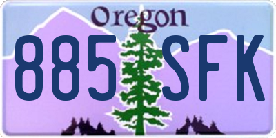 OR license plate 885SFK