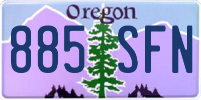 OR license plate 885SFN
