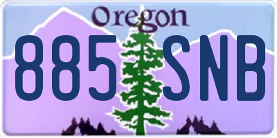OR license plate 885SNB
