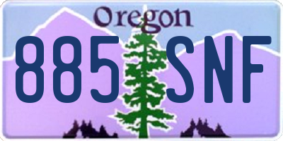 OR license plate 885SNF