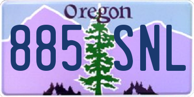 OR license plate 885SNL