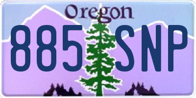 OR license plate 885SNP