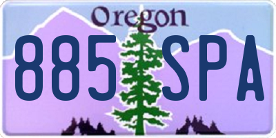 OR license plate 885SPA