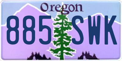 OR license plate 885SWK