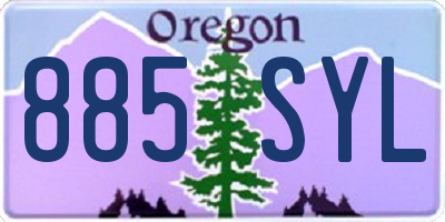OR license plate 885SYL