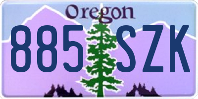 OR license plate 885SZK