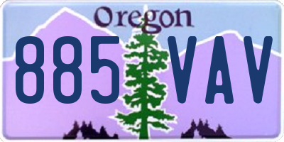 OR license plate 885VAV