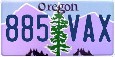 OR license plate 885VAX