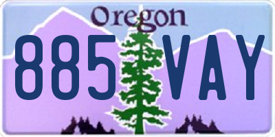 OR license plate 885VAY