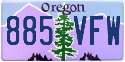 OR license plate 885VFW