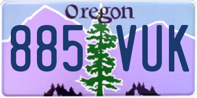 OR license plate 885VUK
