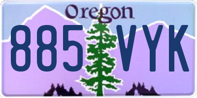 OR license plate 885VYK