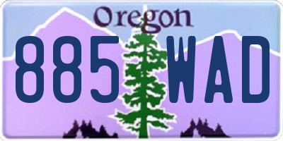 OR license plate 885WAD