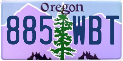 OR license plate 885WBT