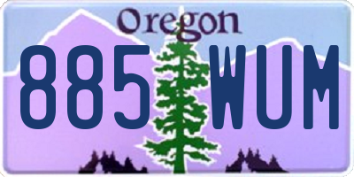 OR license plate 885WUM
