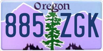 OR license plate 885ZGK