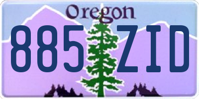 OR license plate 885ZID